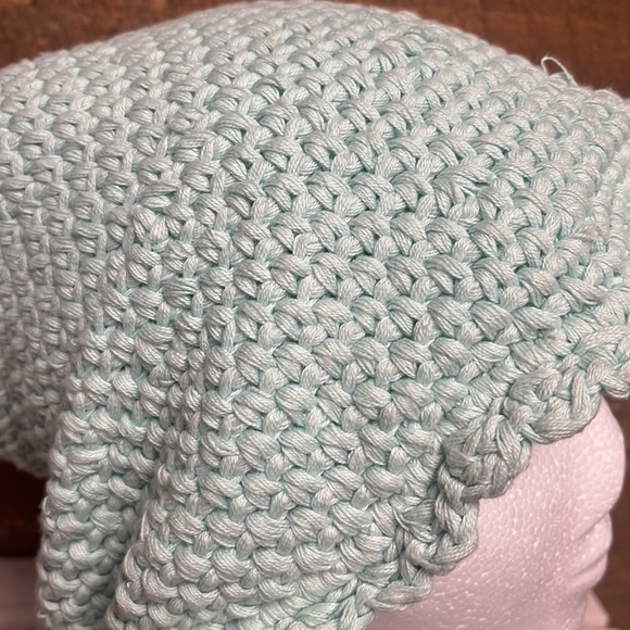 Free People NWT Seafoam Green Blue Crochet Knit Floppy Hat - Picture 2 of 5
